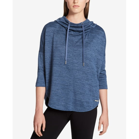 Calvin Klein Performance Marled Cowl Neck Top Eclipse Combo M