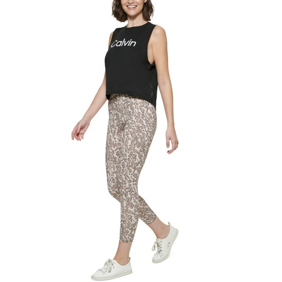 Calvin Klein Performance Printed High Rise 7/8 Leggings Leopard Track Moonrock XS