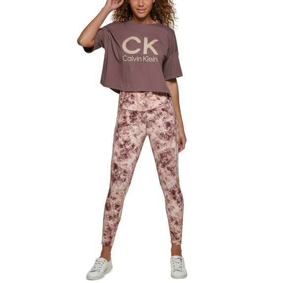 Calvin Klein Performance Printed High Rise 7/8 Leggings Translucent Sedona L