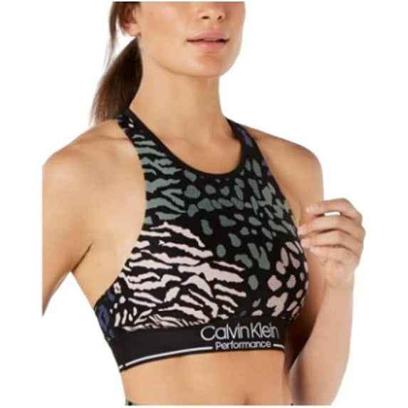 Calvin Klein Performance Printed Strappy Medium-Impact Sports Bra Tanzania Graphite Combo XXL