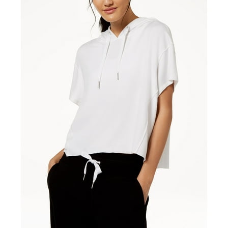 Calvin Klein Performance Relaxed Short Sleeve Cropped Hoodie White XL
