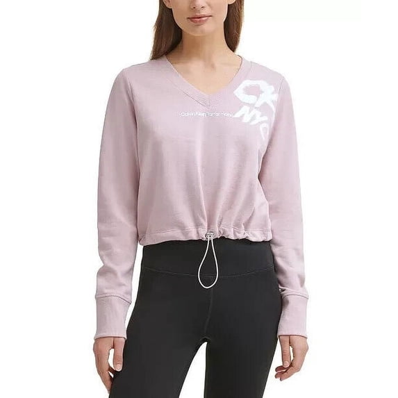 Calvin Klein Women's Cinched Logo Sweatshirt pink Size XL MSRP $60