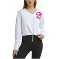 thumbnail image 1 of Calvin Klein Performance Women’s Cinched Logo Sweatshirt, White/Pink, Small, 1 of 5