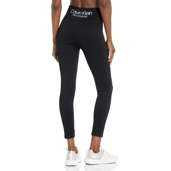 Calvin Klein Performance Women's High Rise Ribbed Texture Active 7/8 Leggings-Black / M