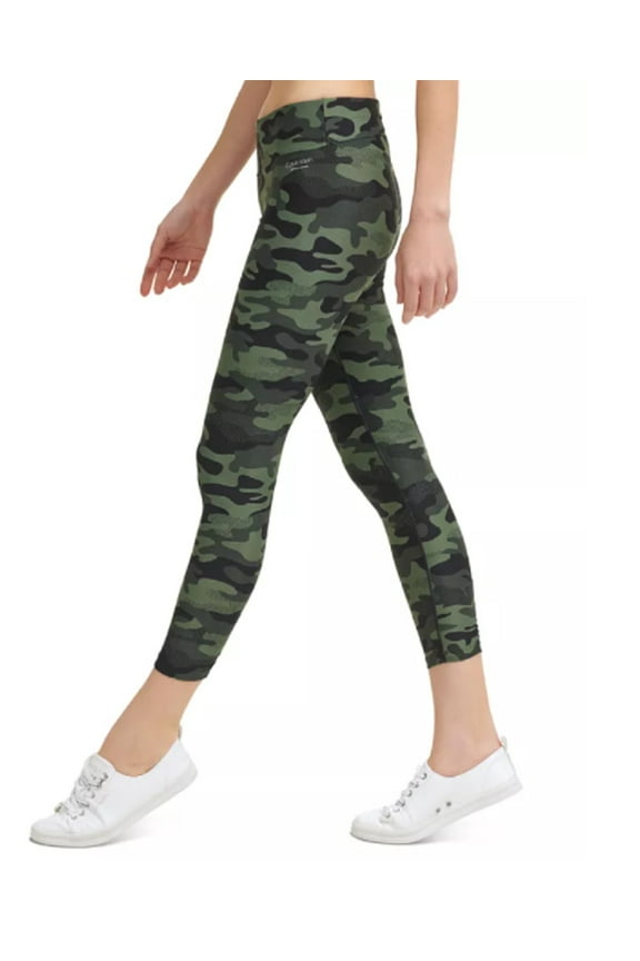 Women's High Waist Supershine Printed 7/8 Jersey Tights, Camo Mesh, L