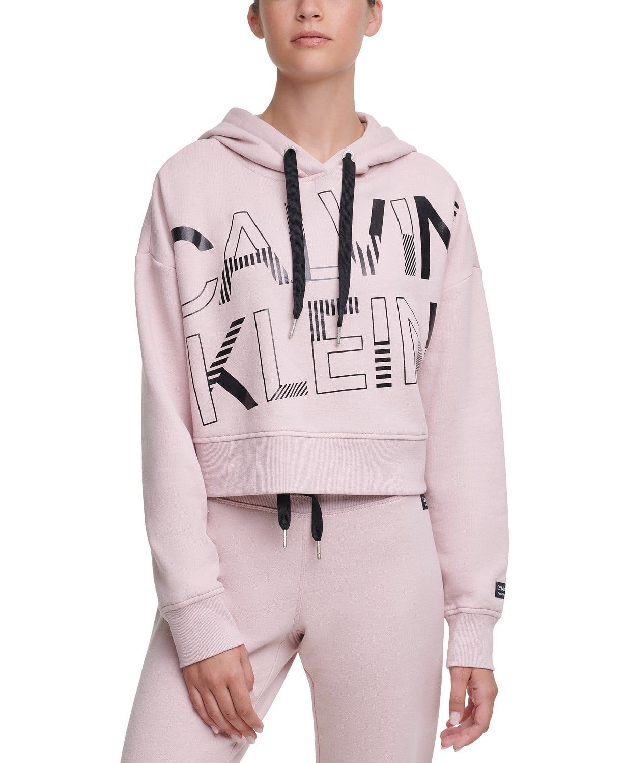 Calvin Klein Performance Women's Logo-Graphic Crop Hoodie, Secret, M