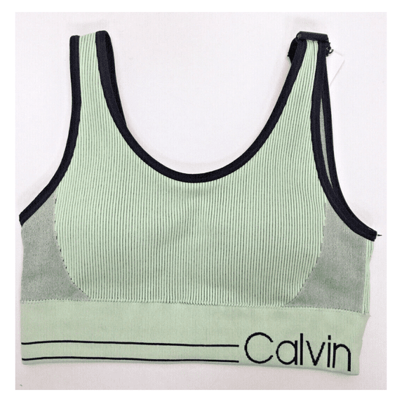 Calvin Klein Performance Women's Logo Nylon Stretch Bralette, Lime , M