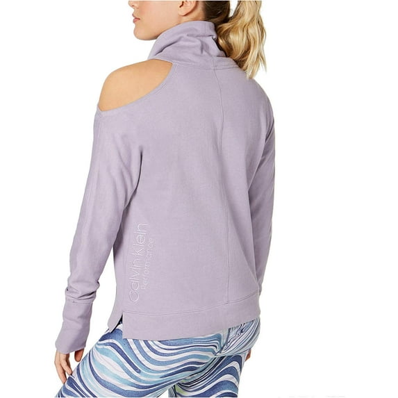 Calvin Klein Performance Women's Mock-Neck Cold-Shoulder Top (Purple, M)