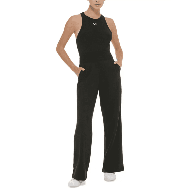 Calvin Klein Performance Women s Wide Leg Fleece High Waist Pant Black Large