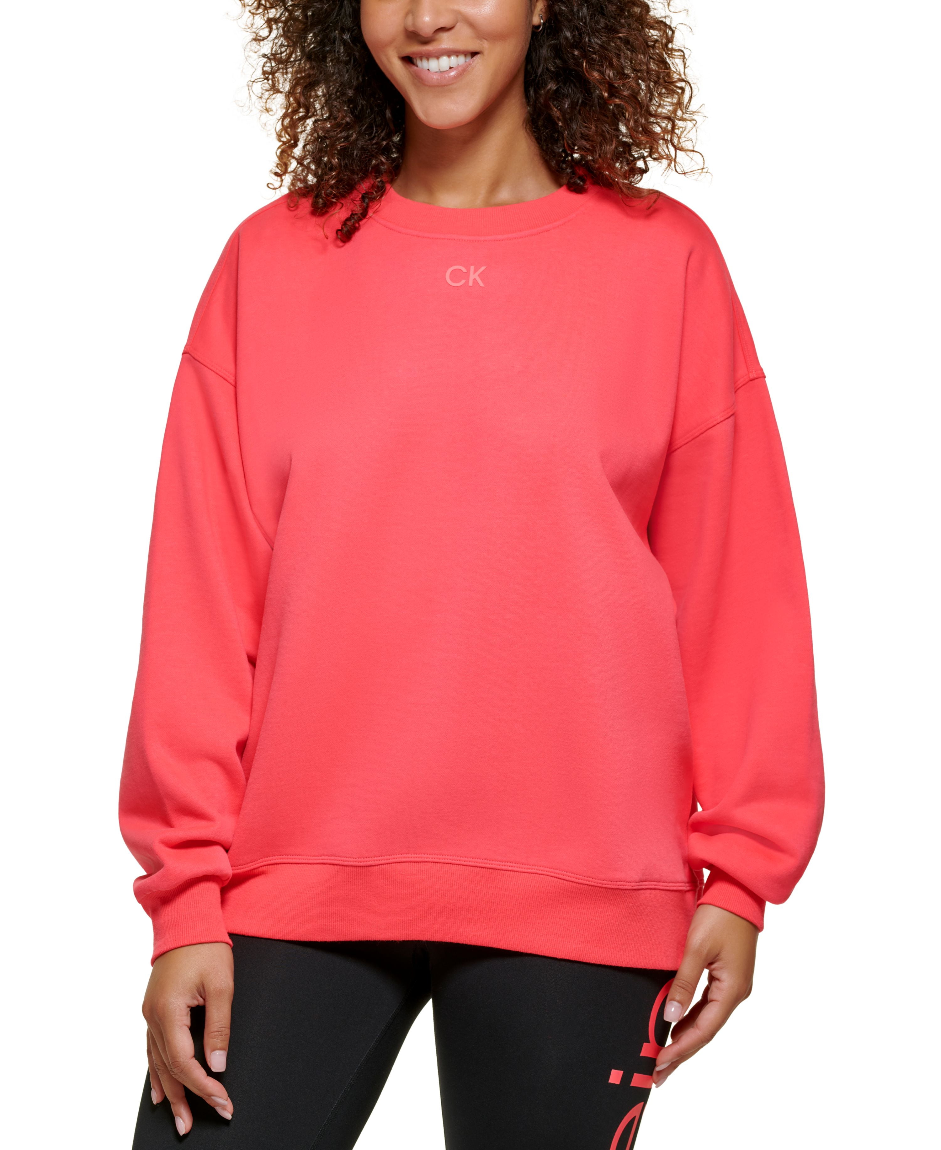 Calvin Klein Performance Womens Active Oversized Logo Sweatshirt Diva Pink 2XL Walmart