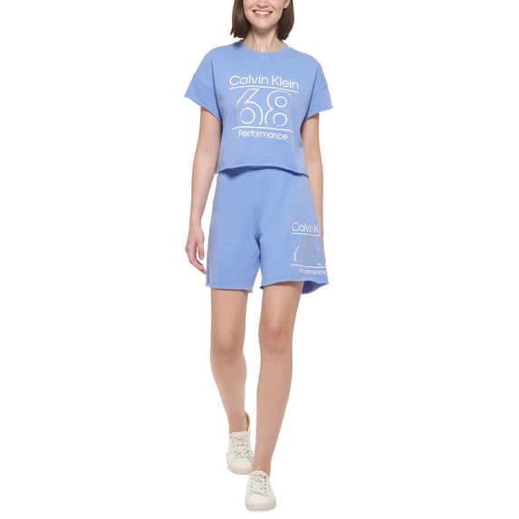 Calvin Klein Performance Womens Cropped Logo T-Shirt Hyacinth XS