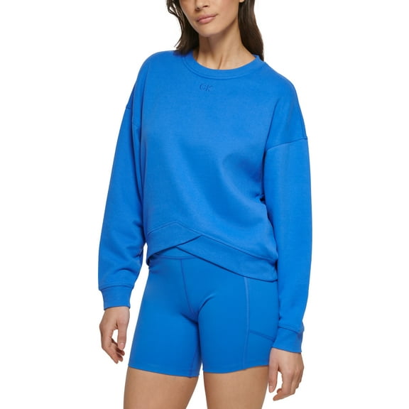 Calvin Klein Performance Womens Crossover Hem Pullover Blue Wave L
