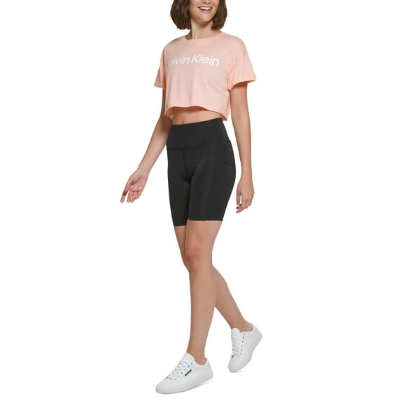 Calvin Klein Performance Womens Logo Cropped T-Shirt Creamsicle L