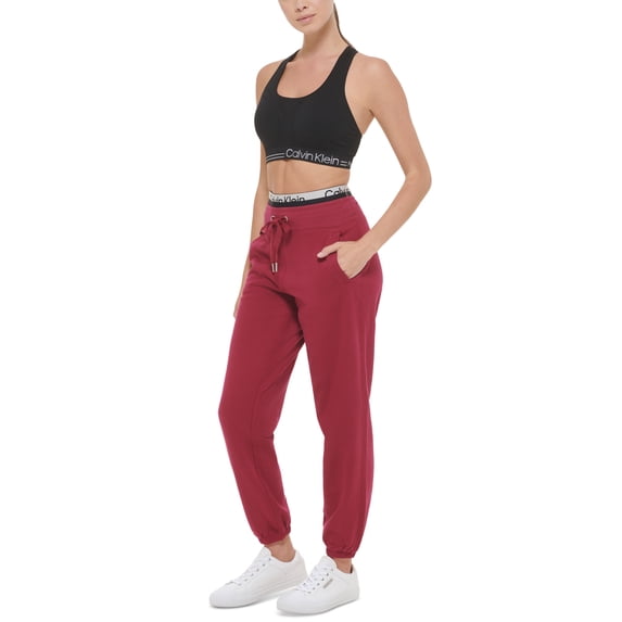 Calvin Klein Performance Womens Logo Elastic Sweatpant Jogger Chianti/Chalk L