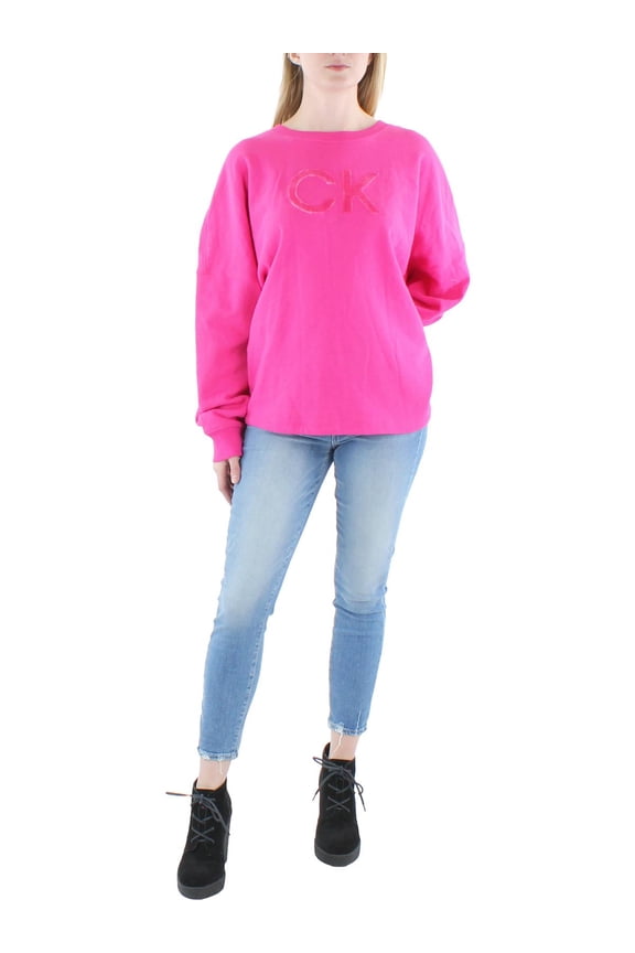 Plus Size Logo Fleece Crewneck Sweatshirt Hot Magenta 3X