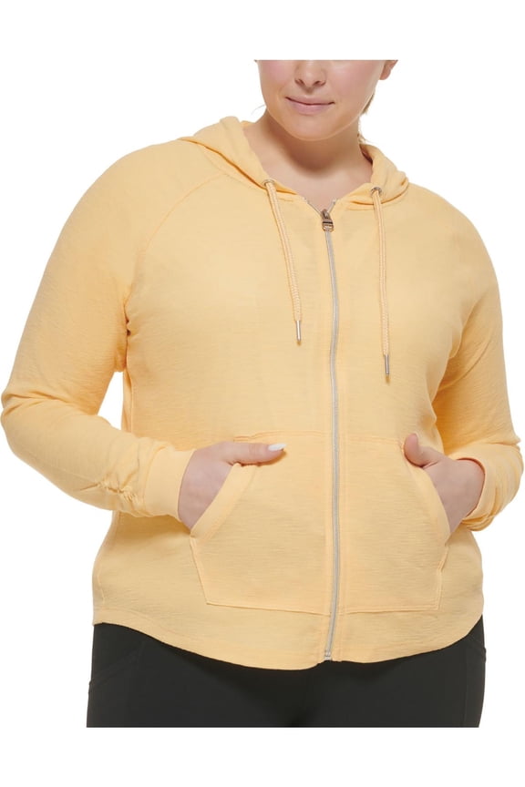 Womens Plus Logo Fitness Hoodie Orange 1X