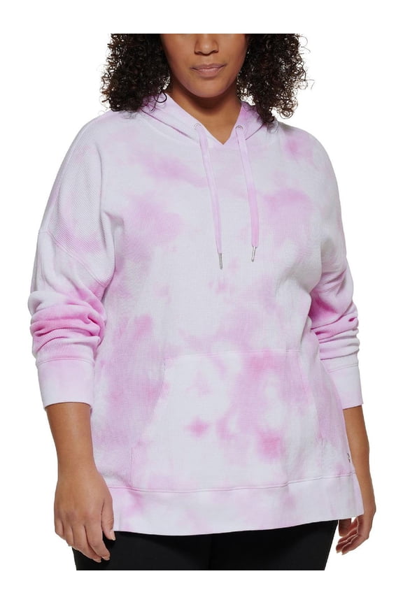 Womens Plus Waffle High Low Hoodie
