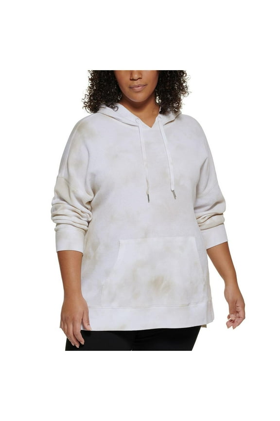 Womens Plus Waffle High Low Hoodie