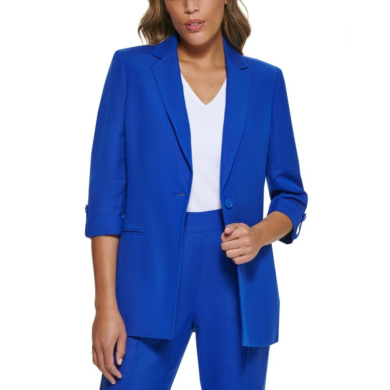 Calvin Klein Petite Roll Tab One Button Blazer Regatta 14P Walmart
