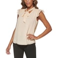 thumbnail image 1 of Calvin Klein Petite Ruffled Tie-Neck Top Sand PL, 1 of 1