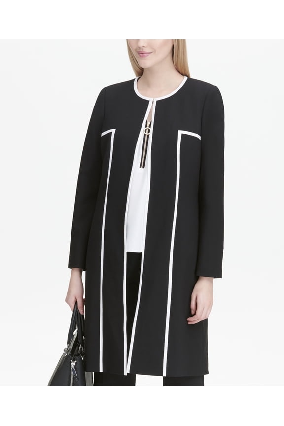 Piped Flyaway Topper Jacket Black/Cream 4