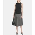 thumbnail image 1 of Calvin Klein Plaid Pleated A Line Skirt Khakiblack 12, 1 of 1