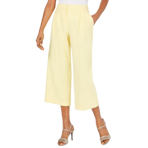 Calvin Klein Pleat Detail Capris Pastel Popcorn Yellow 10