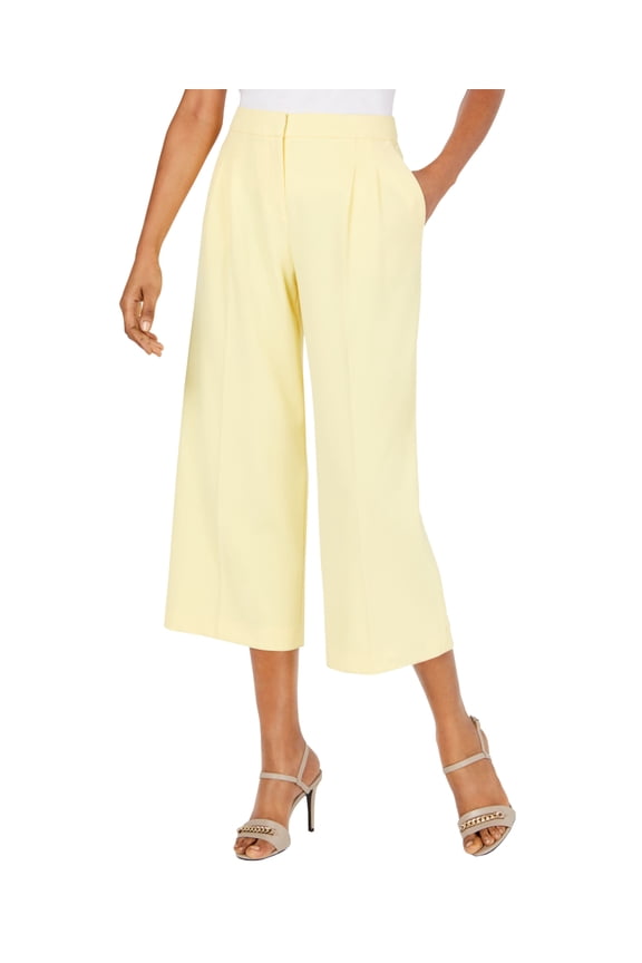 Pleat Detail Capris Pastel Popcorn Yellow 2