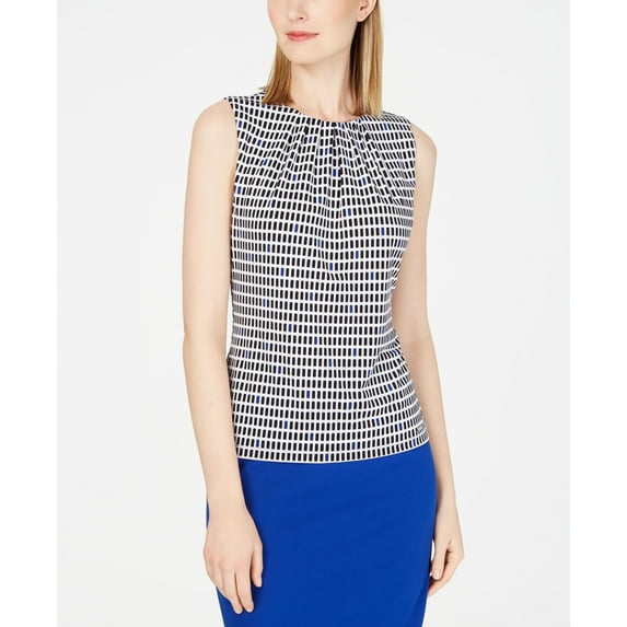 Calvin Klein Pleated Printed Top Regatta Multi XL