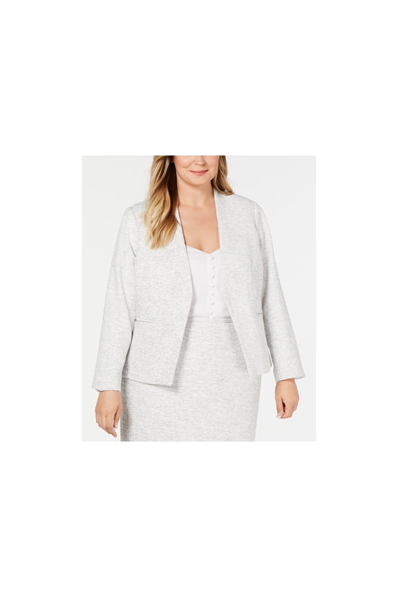 Plus Size Asymmetrical Jacket White Multi 16W