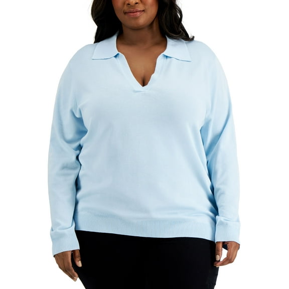 Calvin Klein Plus Size Collared V Neck Sweater Cool 0X