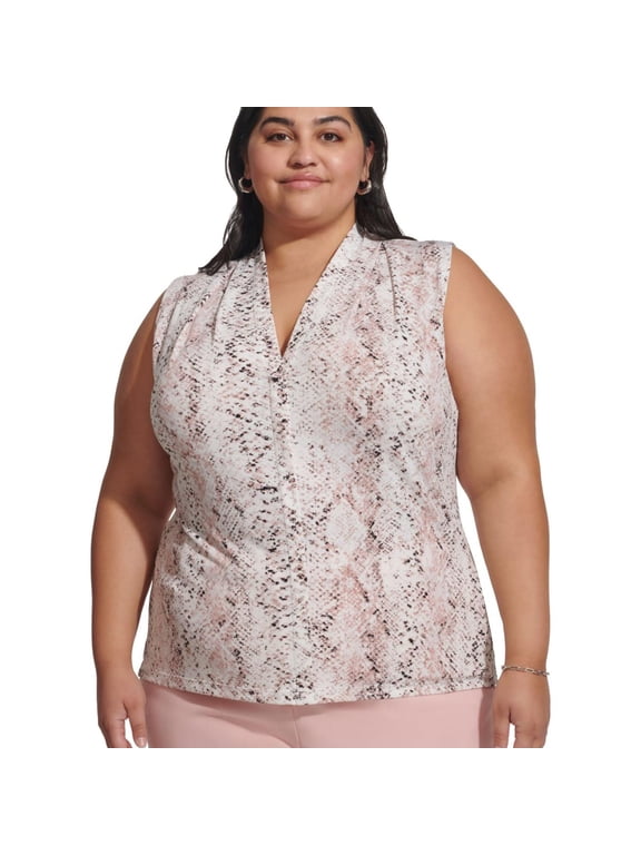 Womens Printed Tank Top, Multicoloured, Plus Size, 3X