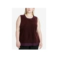 thumbnail image 1 of Calvin Klein Plus Size Ribbed Velvet Layered Look Shell Aubergine 1X, 1 of 1