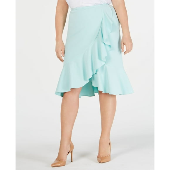 Plus Size Ruffled Tulip Hem Skirt Light Blue 14 Plus