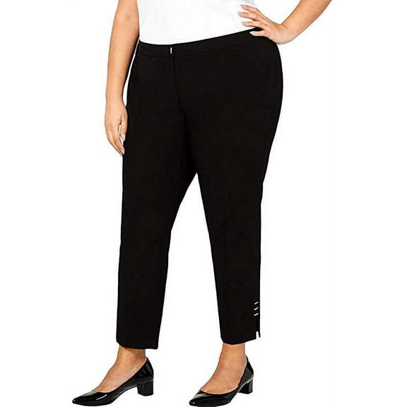 Calvin Klein Plus Size Slit Hem Straight Pants Black 18W