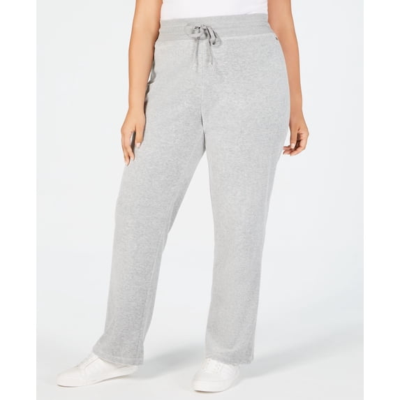 Calvin Klein Plus Size Velour Wide Leg Pants Gray 0X