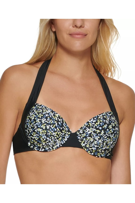 Printed Convertible Bikini Top Ditsy Black Multi L