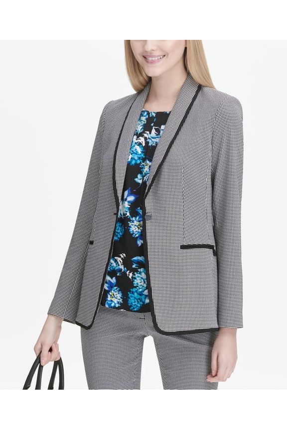 Printed One Button Blazer Black/Cream 10