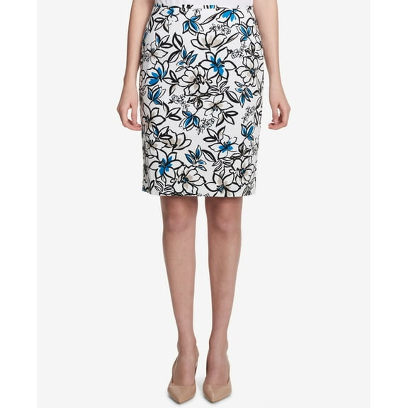 Calvin Klein Printed Pencil Skirt Cerulean Multi 6