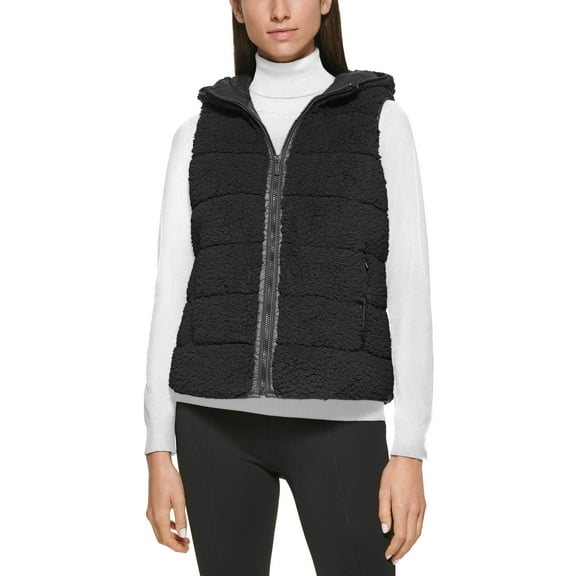 Calvin Klein Quilted Sherpa Fleece Vest Black M