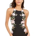 thumbnail image 1 of Calvin Klein ROSEWOOD BLACK Printed High-Neck Crossback Tankini Top, US X-Small, 1 of 3