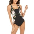 thumbnail image 1 of Calvin Klein Crossback Printed Tummy-Control One-Piece, Rosewood Multi, 16, 1 of 2