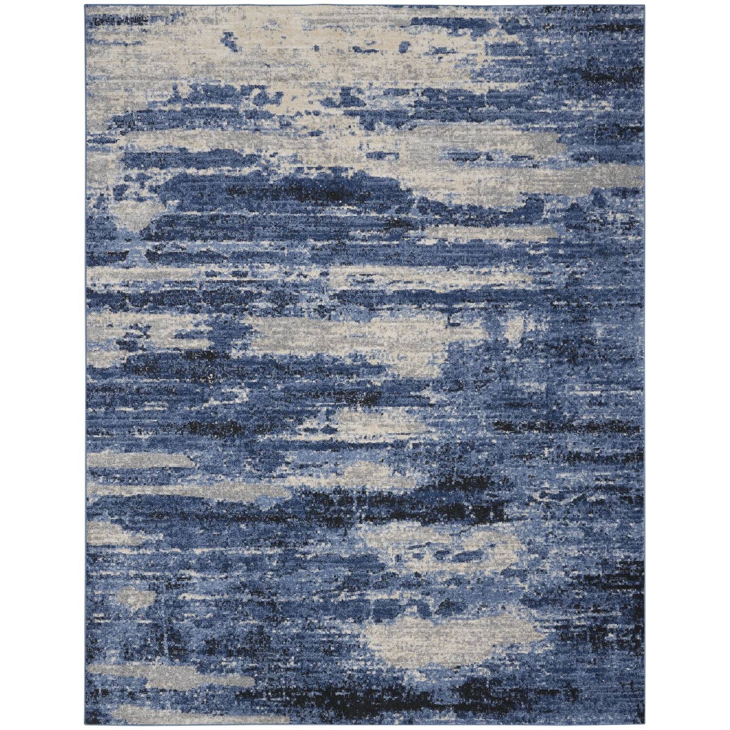 Gray Floral Synthetic Rectangular Easy Care Rug 7'10" x 9'10"