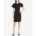 thumbnail image 1 of Calvin Klein Ruffled Sleeve Sheath Dress Black 8, 1 of 1