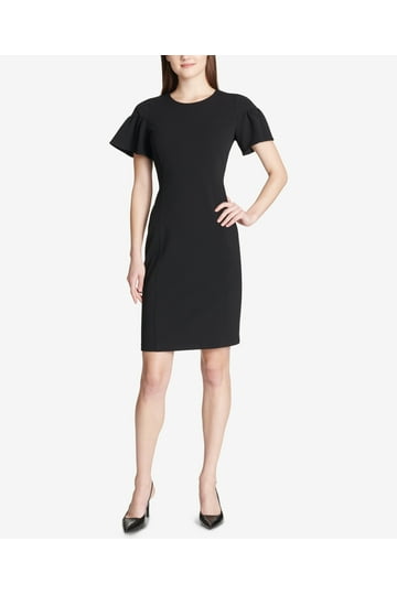 square neck black midi dress Front Bow Sleeveless Pleated Mini Dress main image 0