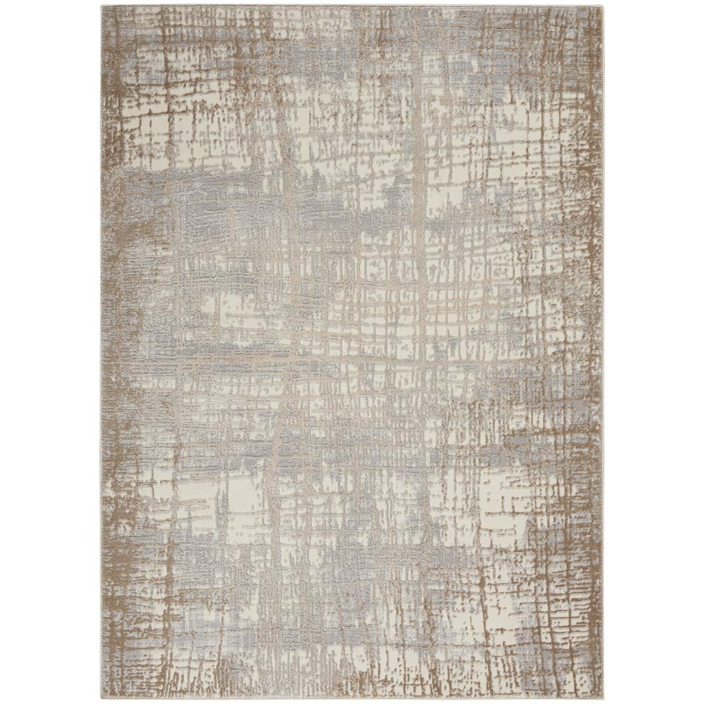 Ivory & Taupe Abstract Handmade Wool Blend 4' x 6' Rug