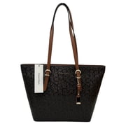 Calvin Klein Serafina Signature Tote Handbag Brown Jacquard Print 15.5x10.5x4.5"