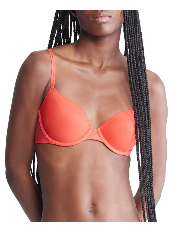 Sheer Marquisette Lightly Lined Demi Bra Orange Odyssey Red 34B
