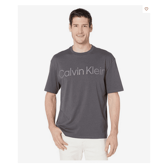 Calvin Klein Short Sleeve Relaxed Wide Calvin Logo Crew Neck Tee,Small