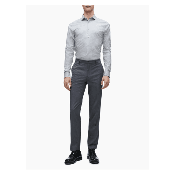 Calvin Klein Slim Fit Blue Plaid Dot Performance Non-Iron Dress Shirt,16.5 34/35